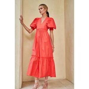 Hunter Bell Cherry Red Palmer Maxi Dress size medium